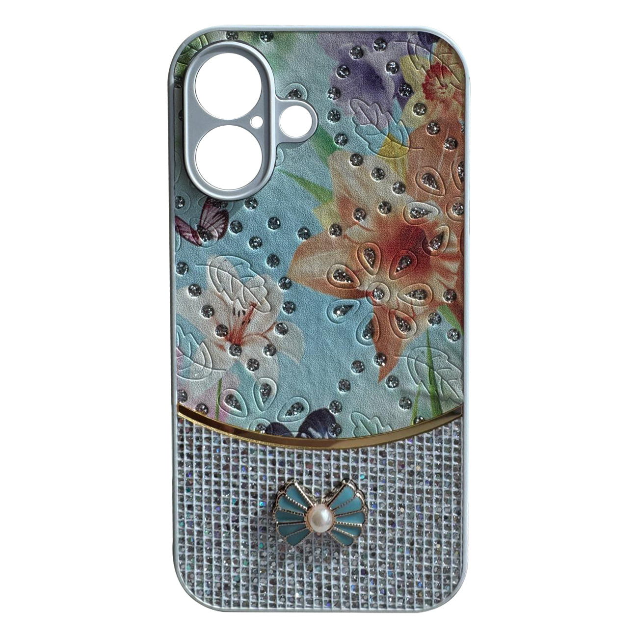 Sparkle Glitter Bling  Phone Case in White With Colorful Cover For iPhone 16 Plus